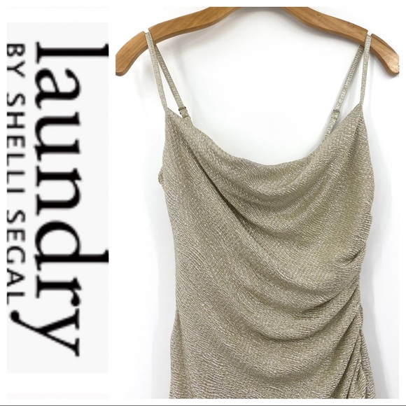 💕SALE💕 Laundry by Shelli Segal Gold Shimmer Cocktail Dress - Picture 5 of 10